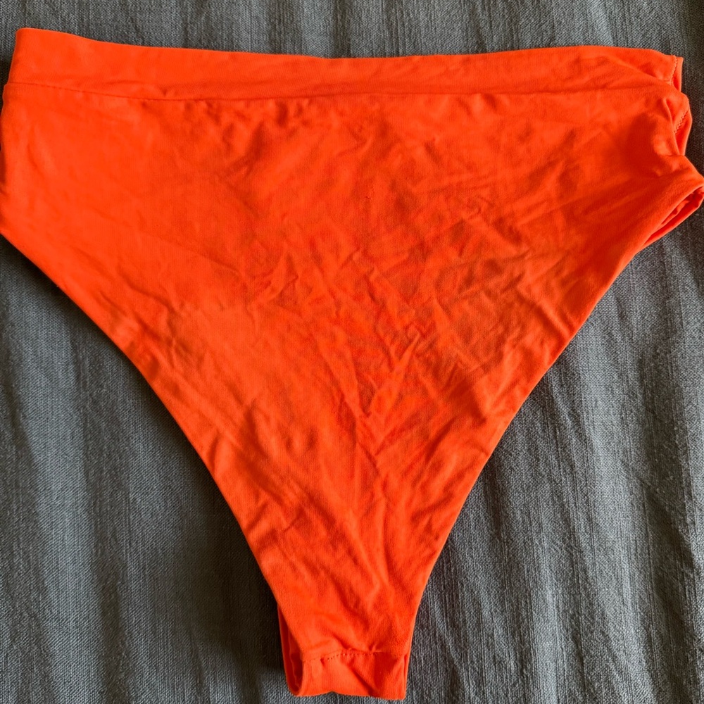 Bright Orange Toast Swim High-Waisted Bikini Bottom